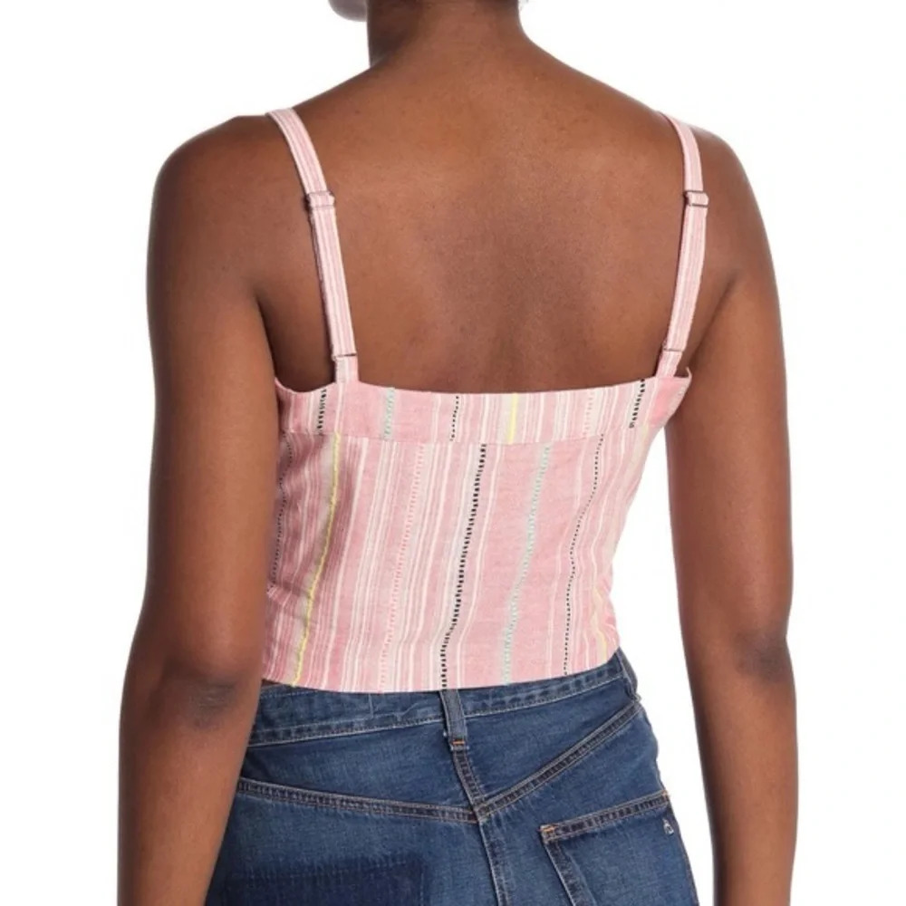 NWT Parker Katarina Pink Striped Button Front Crop Top Size XS - Picture 3 of 12